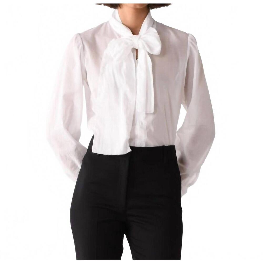 NEW CISSA bow tie blouse in white